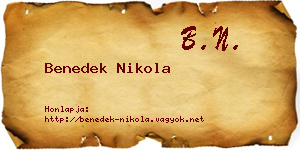 Benedek Nikola névjegykártya